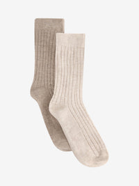 Sokker i uldrib, 2-pak – Camel Melange