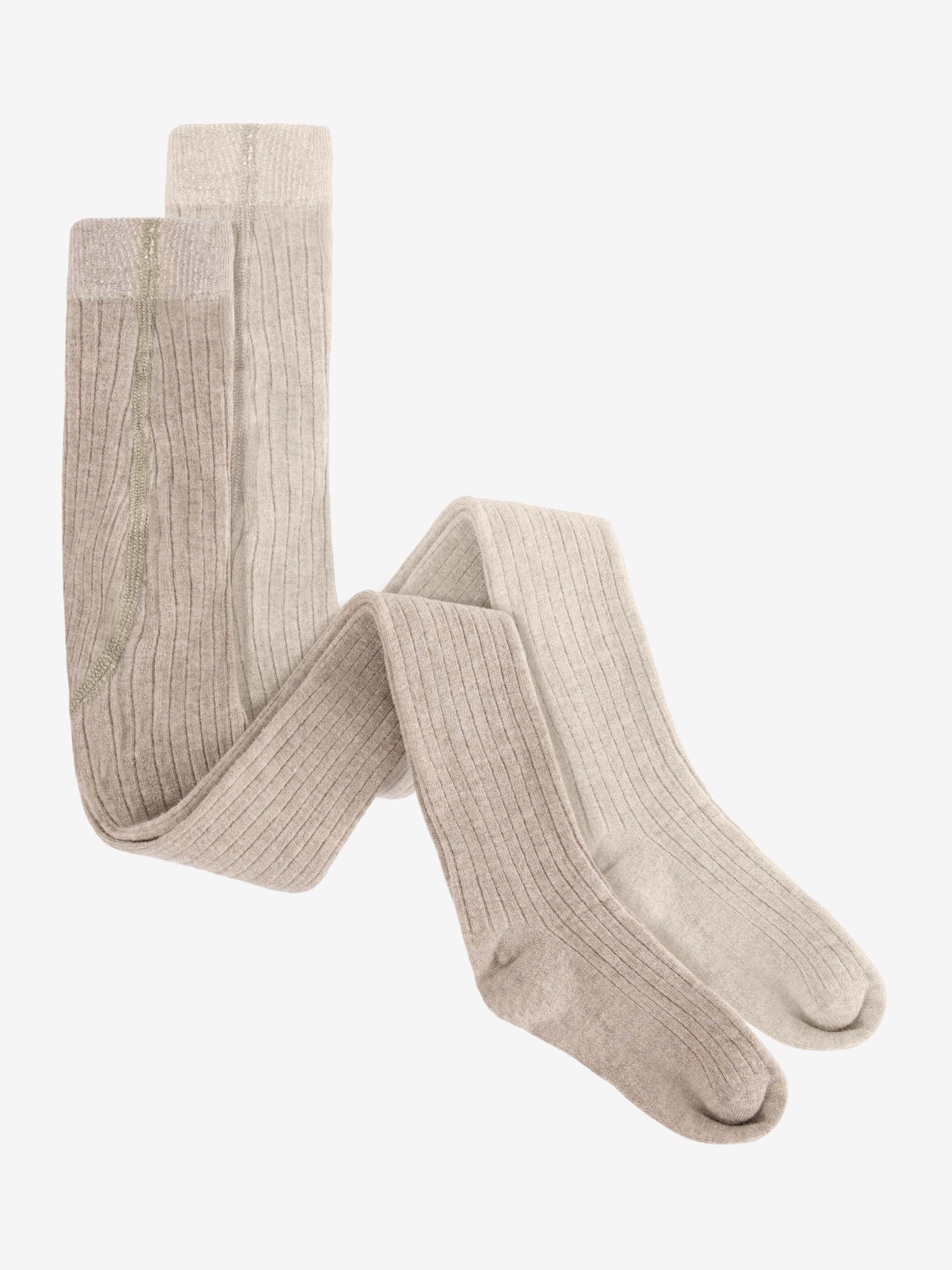 Strømpebukser i uldrib, 2-pak – Camel Melange