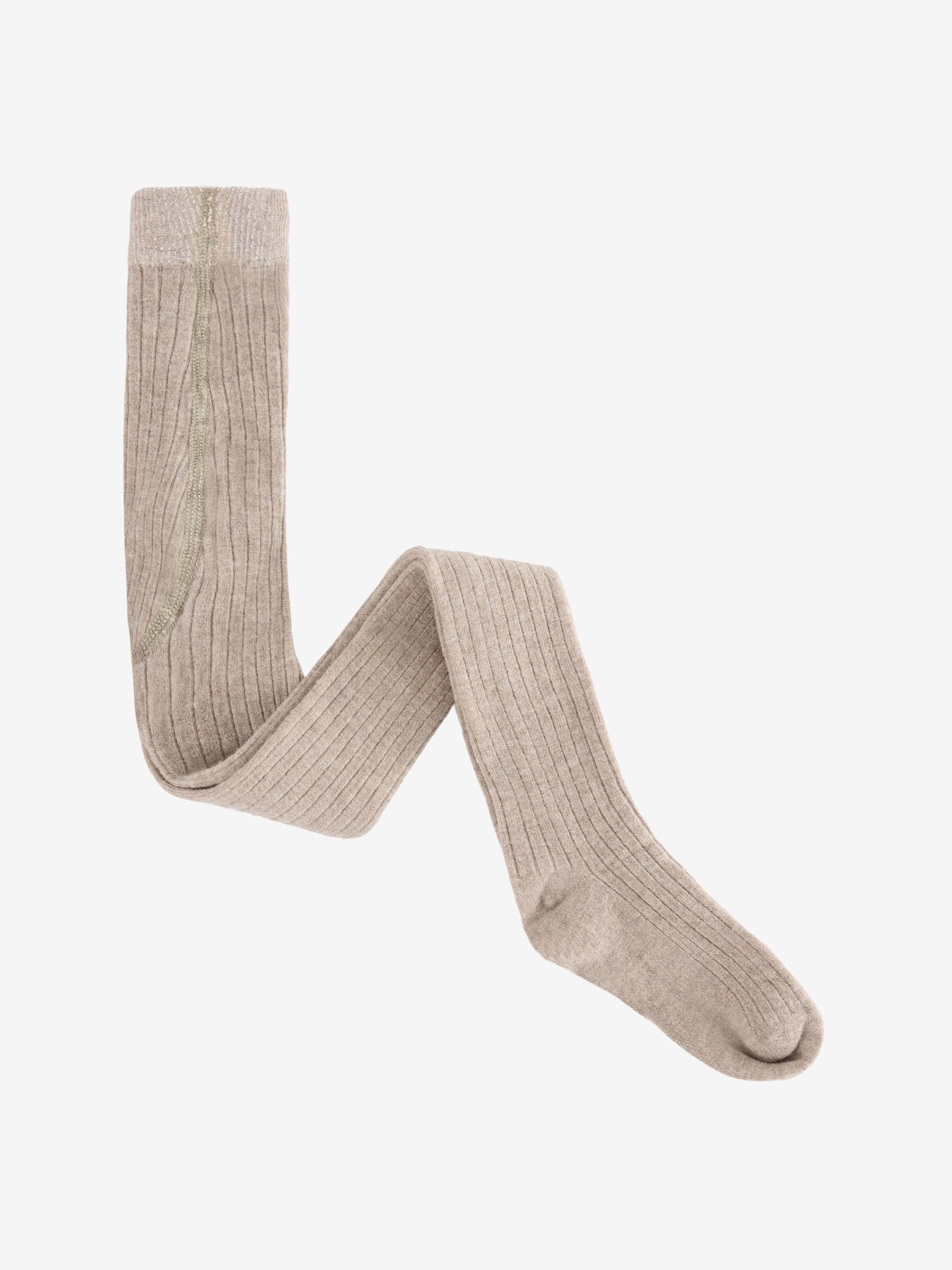 Strømpebukser i uldrib, 2-pak – Camel Melange