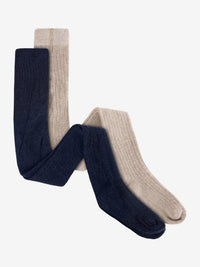 Strømpebukser i uldrib, 2-pak – Dark Navy