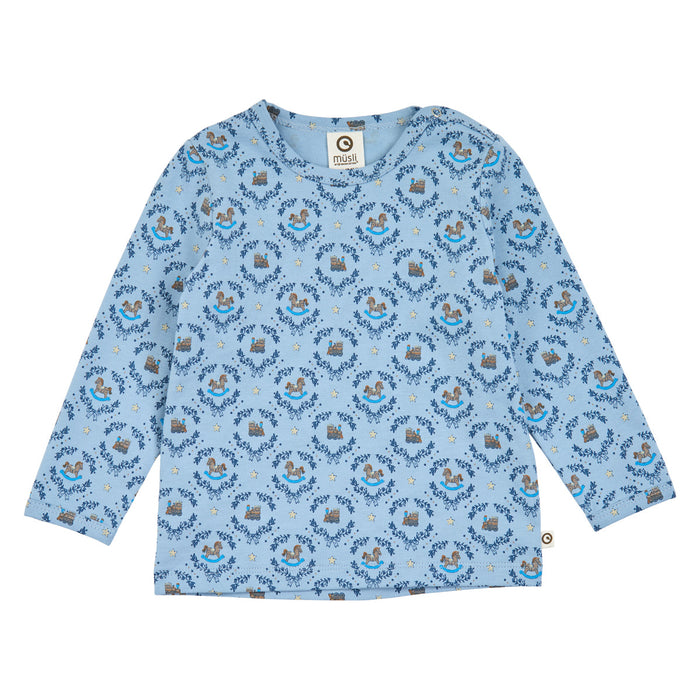 Heritage Train L/S T Baby – Soft blue/ Navy/ Oak