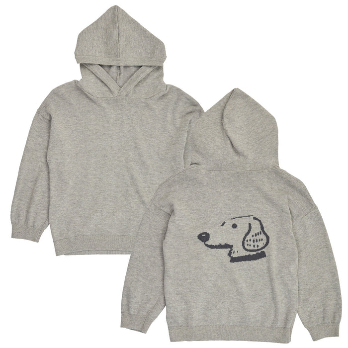 Dogs Knit Hoodie – Pale greymarl