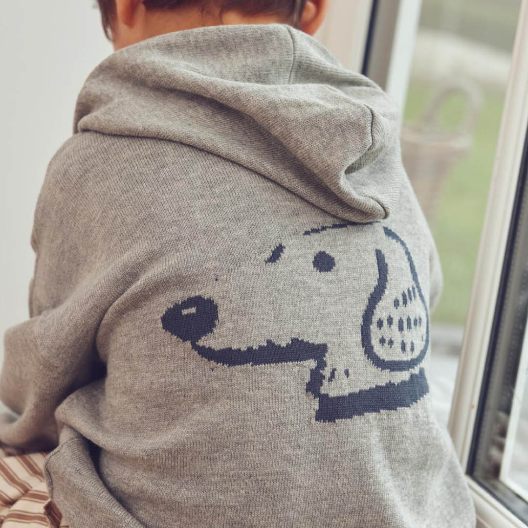 Dogs Knit Hoodie – Pale greymarl
