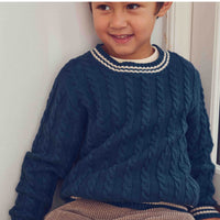 Knit Cable Sweater – Navy