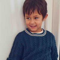Knit Cable Sweater – Navy