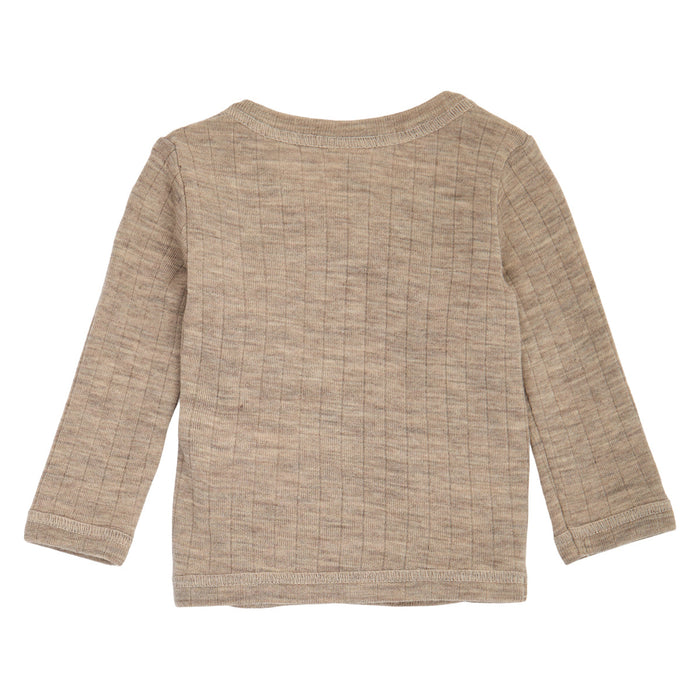 Woolly rib l/s cardigan – Balsam melange