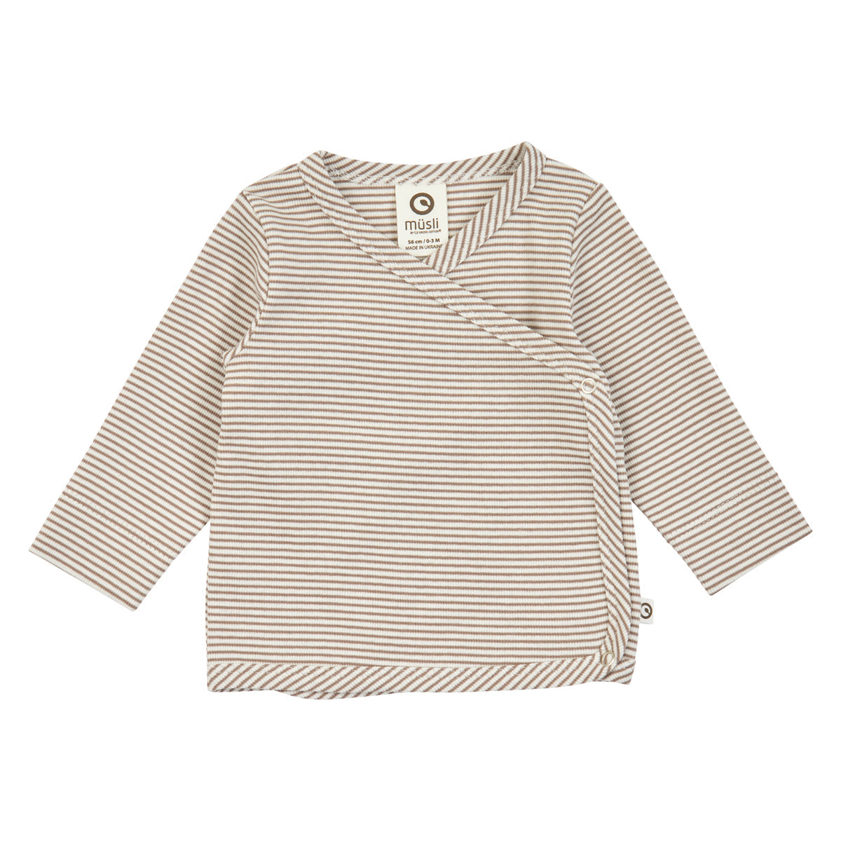 Mini stripe rib cardigan – Balsam cream/ Walnut