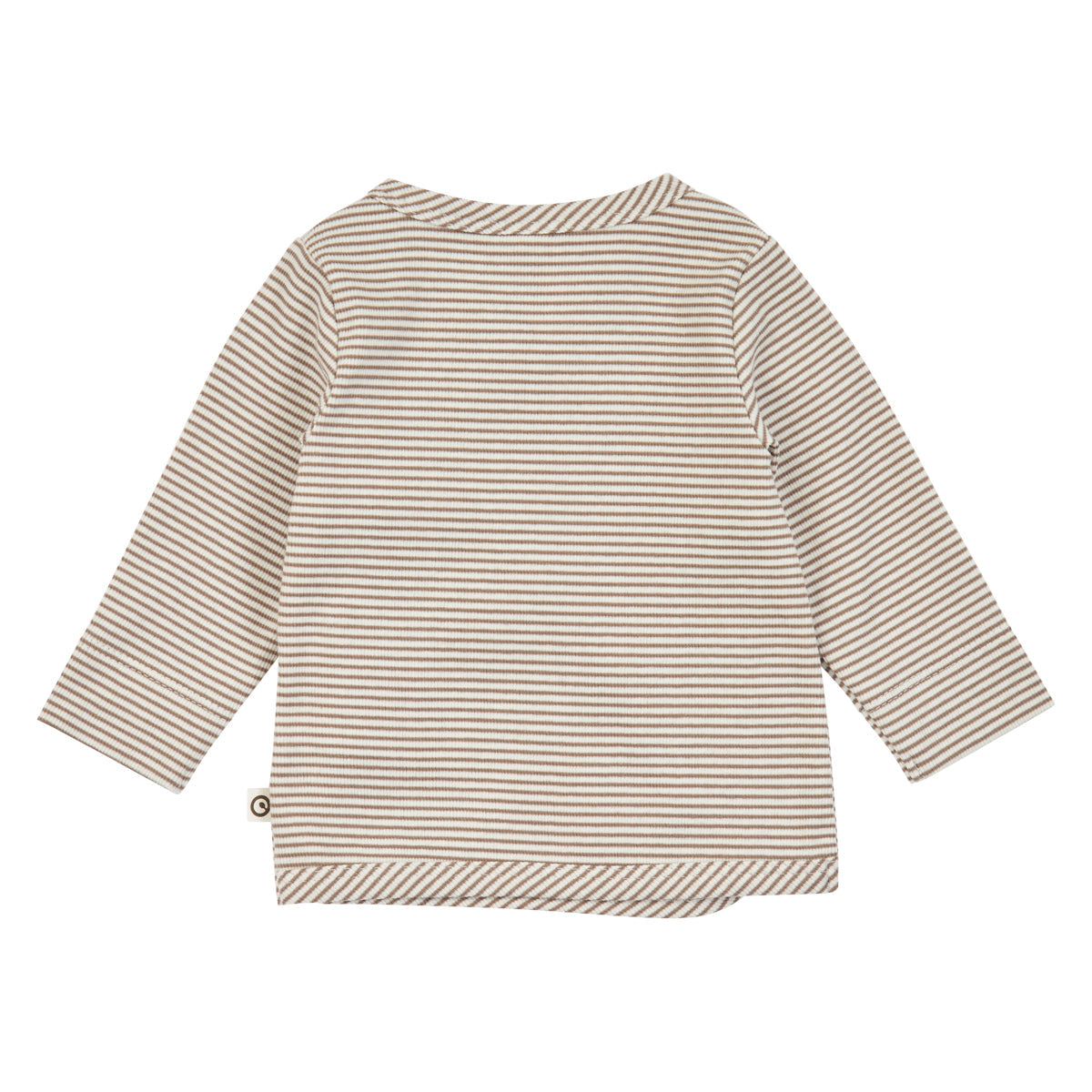 Mini stripe rib cardigan – Balsam cream/ Walnut