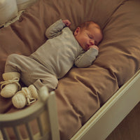 Mini stripe rib cardigan – Balsam cream/ Walnut