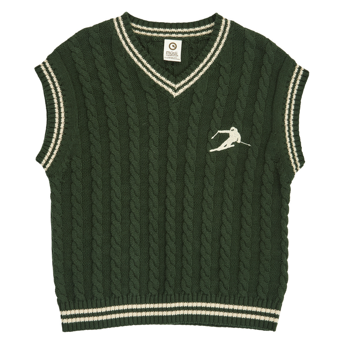 Knit Cable Vest – Forest green