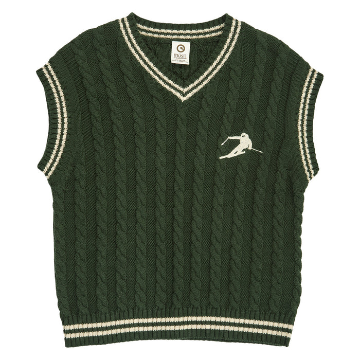 Knit Cable Vest – Forest green