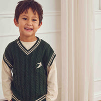 Knit Cable Vest – Forest green