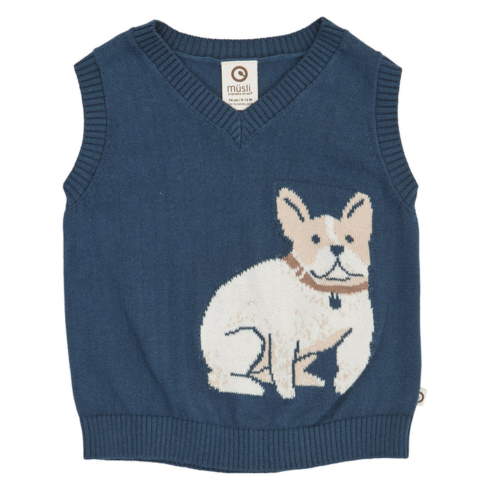 Old English Knit Vest Baby – Navy