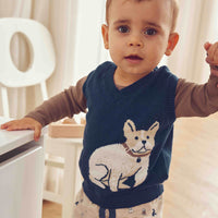 Old English Knit Vest Baby – Navy