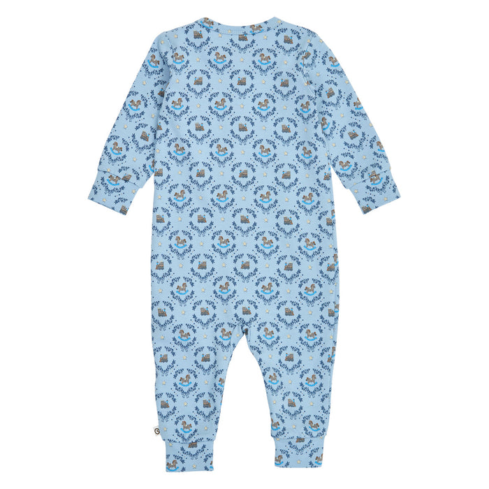 Heritage Train Zip Bodysuit – Soft blue/ Navy/ Oak